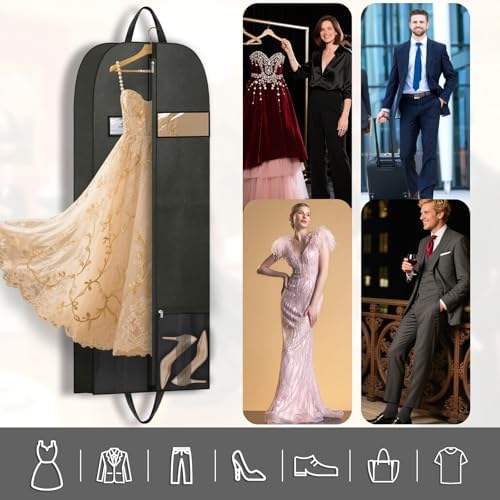 Long Garment Bag 60'' for Womens Dress Long Gowns Hanging Clothes - Image 6