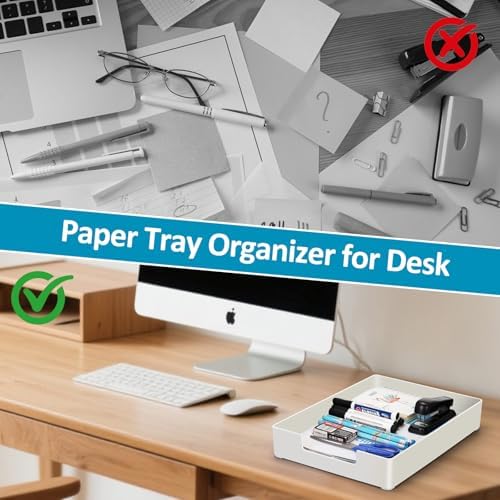 Paper Tray, 1-Pack Letter Tray, Desk Tray Organizer, Plastic A4 Letter-Size Printer Paper Holder, Rectangular Desktop Stackable File Mail Document Storage Container for Office Supplies School Home - Image 5