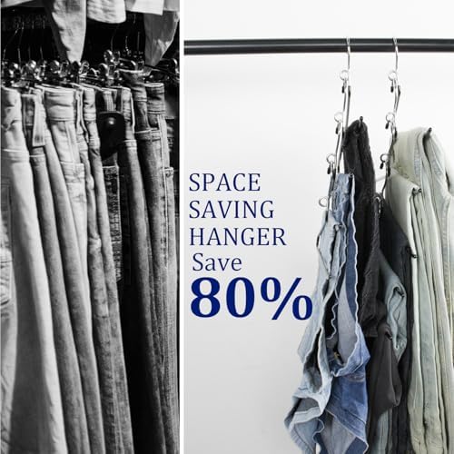 Pants Hangers Space Saving - 20 Pack Non Slip Metal Hangers for Closet Multiple Layers,Open Ended Pants Hangers for Jeans Trouser Slacks (20, Black) - Image 5
