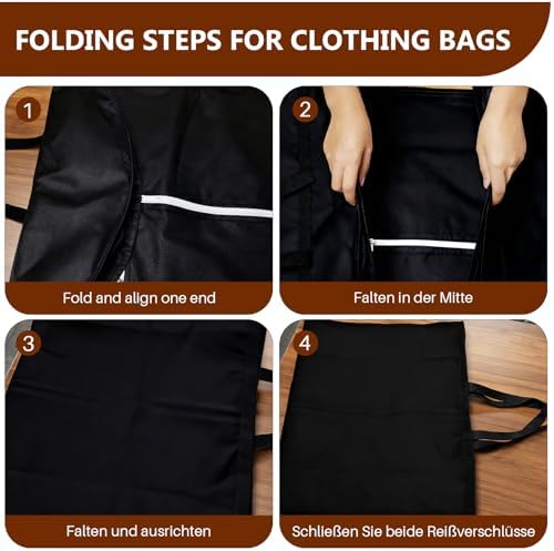 Dress Garment Bags, Black, 70'' Long for Travel - Image 7