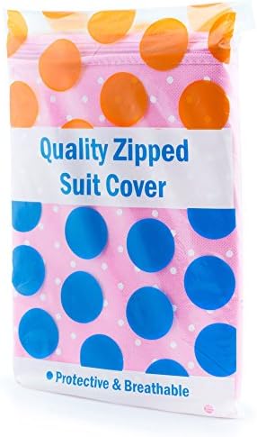 HANGERWORLD Single Pink Polka Dot Breathable Garment Coat Cover Bag-for All Clothes & Dresses-45" (114cm) - Image 7