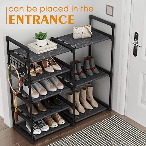 CSXGBAB Black Tubes Closet Shoe Rack, Boot Rack, 5 Tier Oxford Fabric Shelf, Easy Assembly, Sturdy and Durable, Holds Up to 30 lbs - Image 2
