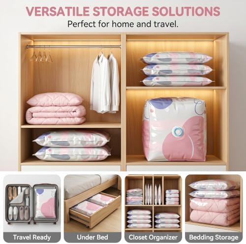 6 Pack No-Pump Vacuum Storage Bags, Large Cube Vacuum Seal Bags, Space Saver Bags for Clothes, Pump-Free Compression Cubes for Comforters, Blankets, Bedding & Closet Organization - Image 5