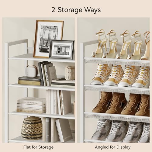 Nunsino Shoe Rack,12 Tier Metal Shoe Organizer,Max Holds 60 Pairs,Heavy Duty Shoes Shelf for Garage, Entryway, Closet,White - Image 4