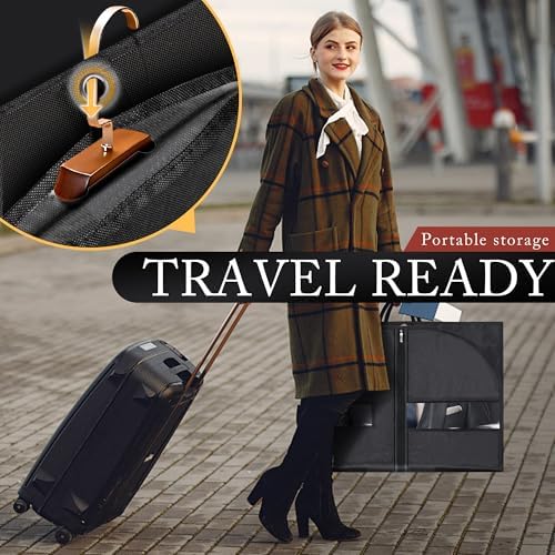 Hleelomi 2 Pack 40-in Garment Bag for Hanging Clothes Suit Bag Black - Image 3
