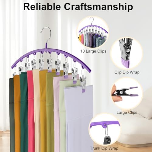 Volnamal Legging Organizer for Closet,2 Pack Metal Yoga Pants Hanger-Purple - Image 5