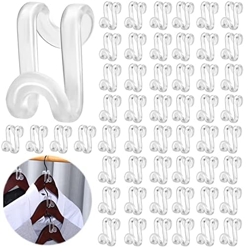 Unittype 100 Pcs Transparent Plastic Clothes Hanger Connector Hooks, Heavy Duty, Space Saving, Cascading by Unittype