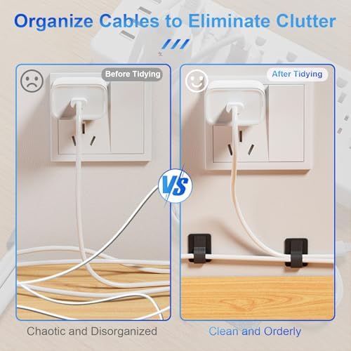 80 PCS Hook and Loop Cable Ties, Self Adhesive Cable Management Straps, Reusable Cord and Wire Organizer Clips for Under Desk, Computer, TV, Gaming Setup, Home Office and Kitchen, Gray - Image 5