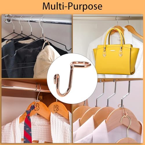 Sumnacon Cascading Hanger Hooks for Velvet Wooden Hangers, 30Pcs Rose Gold - Image 7