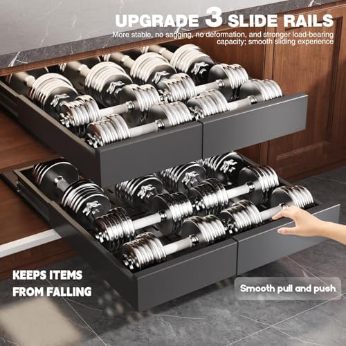 Seinloes Pull Out Cabinet Organizer,4-Side Expandable to Maximize Cabinet Space,Slide Out Drawers with 3 Rail Design,Roll Out Shelf with Raising Pad for Framed Cabinet,13"-21"W x 17"-24"D,Black,4 Pack - Image 3