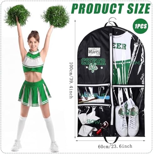 Blushtier 40" Cheer Uniform Garment Bag Cheerleading, Black,Green - Image 2