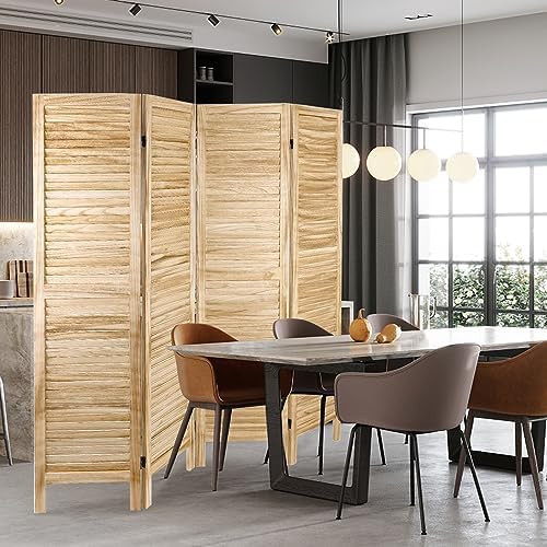 Louvered Room Divider Freestanding Wood Room Partition Divider - Image 5