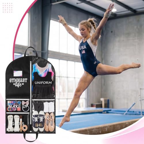 Blushtier 40" Cheer Uniform Garment Bag Gymnast, Black,White - Image 5