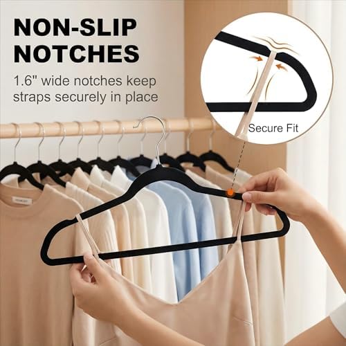 HOUSE DAY Black Plastic Hangers 50 Pack - Ultra-Thin Heavy Duty Non-Velvet - Image 5