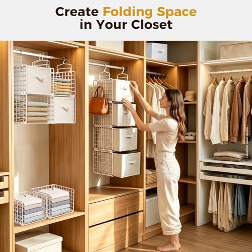 4 Tier Hanging Closet Organizer with 4 Drawers, White - Image 6