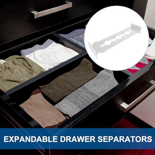 KICHOUSE Expandable Adjustable Drawer Divider Organizer, Retractable White Plastic Partition for Home and Office Storage, Multipurpose Drawer Separator Board for Desk and Dresser - Image 4