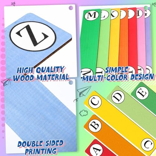 26 Pcs Colorful Alphabet Book Dividers A-Z Wooden Organizer - Image 3
