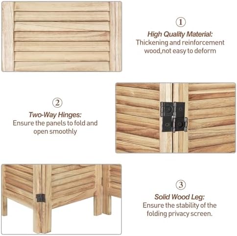 Louvered Room Divider Freestanding Wood Room Partition Divider - Image 4