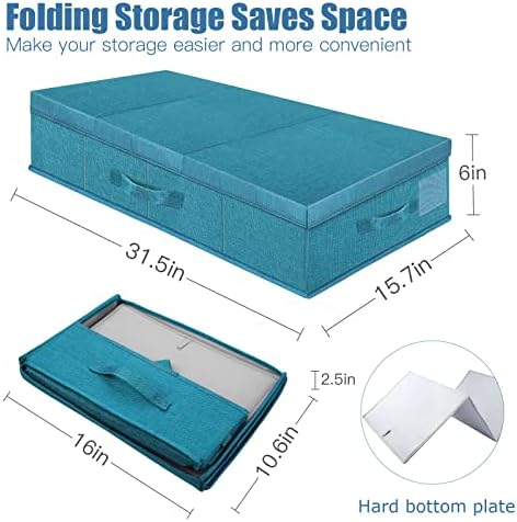 Supowin 2Pack Large Underbed Storage Containers Bin with Lids, Cyan Blue - Image 2