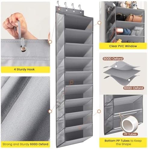 Mefirt XXL Clear Over the Door Shoe Organizer for Closet Fit 30 Pairs ﻿ - Image 3