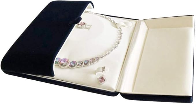 Premium Grade High End Presentation Blue Velvet Jewelry Box for Ring Necklace Bracelet Whole Set (Jewelry is not included)