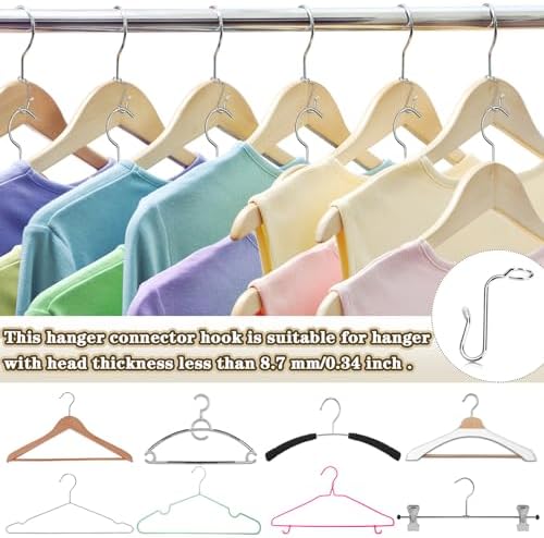 Sankoly 50 Pieces Hanger Connector Hooks Metal Hanger Extender Hooks Stable Clothes Connector for Different Clothes Hangers, 8.7 mm/0.34 Inch Hole Diameter, Silver - Image 3