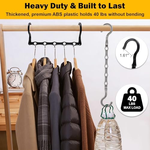 Closet Organizers and Storage, 8 Pack Stronger Space Saving Hangers for 40 Clothes, College Dorm Room Essentials for Guys Girls, Clothes Hanger with 5 Holes, Closet Storage, Magic Home Organization - Image 5