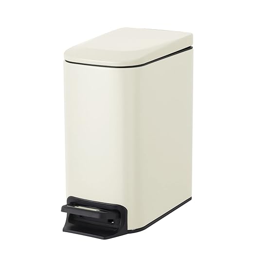 Cesun Small Bathroom Trash Can with Lid Soft Close, Step Pedal, 6 Liter / 1.6 Gallon Stainless Steel Garbage Can with Removable Inner Bucket, Anti-Fingerprint Finish (Creamy White)