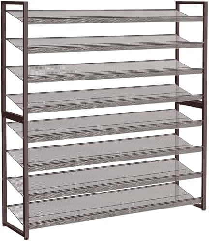 Nunsino Shoe Rack, Long Shoe Organizer,Max Holds 50 Pairs,8 Tier Metal Shoe Storage Shelf,4-Tier Stackable Shoes Organizer for Garage, Entryway,Bronze by Nunsino