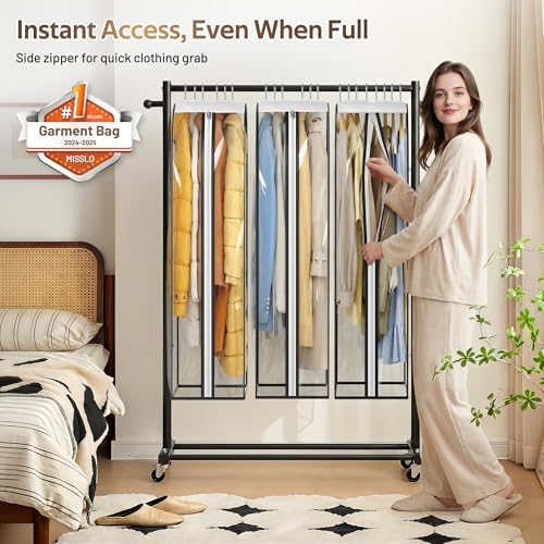 MISSLO 10" Gusseted All Clear Garment Bags for Hanging Clothes 3 Packs 40" Suit Bags for Closet Storage Hanging Clothes Storage Suit Cover for Shirts, Coats, Dresses - Image 3