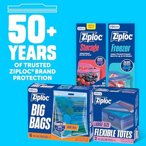 Ziploc Flexible Totes, Large Size, 10 Gallon, 2 Count Organizing Tote with Zipper and Built‑In Handles, Flexible & Stackable Clothing and Home Storage Bag - Image 6