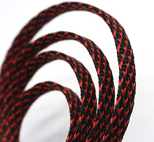30ft PET Expandable Sleeving Wire Cable Sleeve (1/3", Red&Black) - Image 3