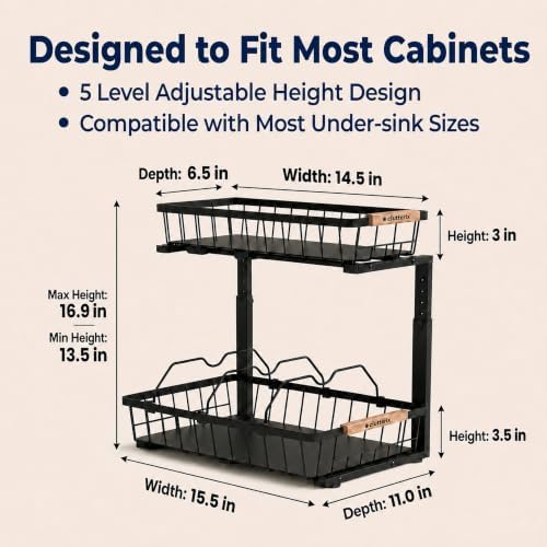 Under Kitchen Sink Organizer with LED Lights, 2 Pack, 2-Tier - Image 4