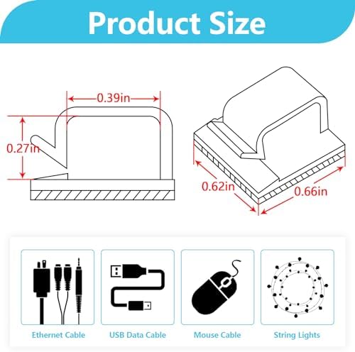 100PCS Cable Clips, Abnii Adhesive Wire Clips Cord Organizer, Large - Image 2