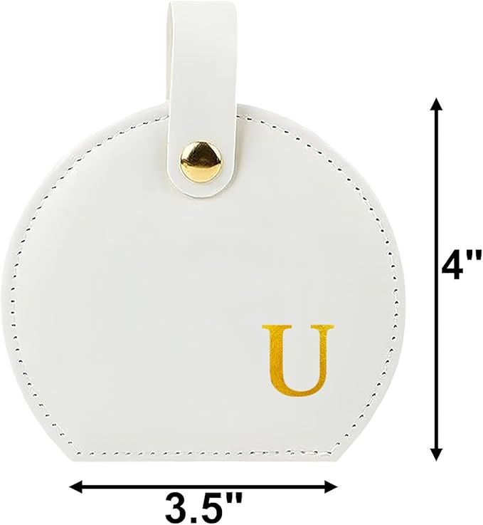 Travel Jewelry Case,Personalized Jewelry Box,Elegant Half-Moon Design with Personalized Golden Initial Case,Personalized Gifts for Women,Jewelry organizer;Personalized Gifts for Women or Friends (U)