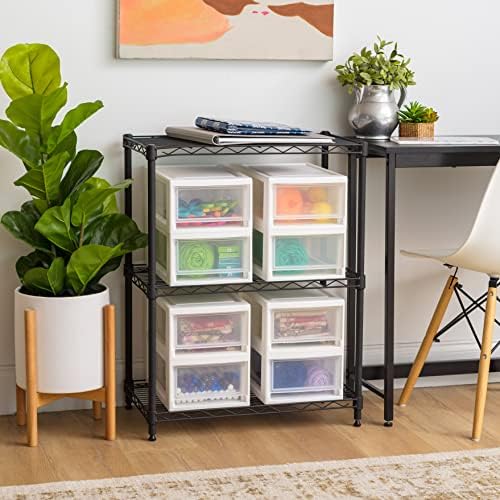 IRIS USA 8-Pack, 6 Qt. Small Stacking Drawer Storage Organizer, White - Image 5