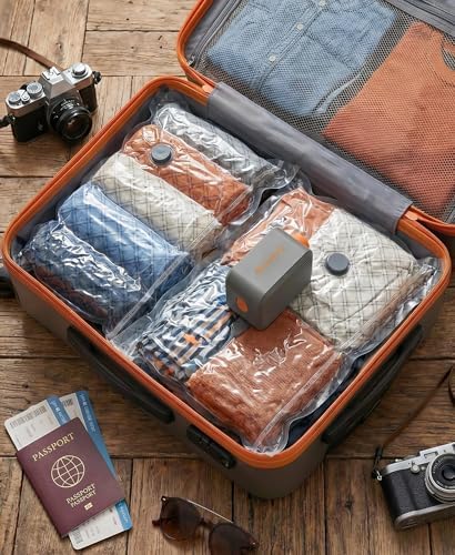 6-Pack Vacuum Seal Bags for Clothing Travel with Cordless Pump - Image 2