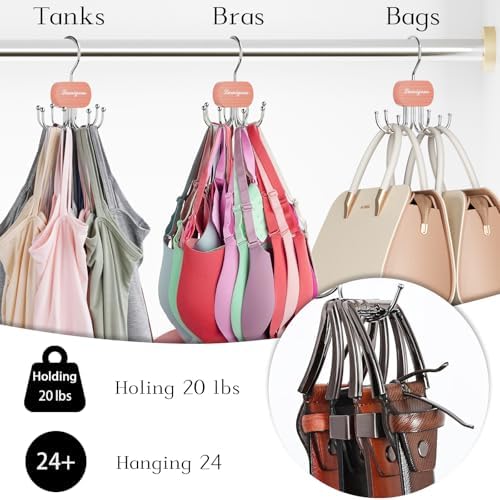 Cedar Wooden Belt Hanger, Belt Organizer for Closet,Rotatable Tie Rack,Belt Holder,Hanging Closet Storage Hook for Belt, Bra, Tank Top, Tie, Scarf, Purse, 2PCS - Image 6