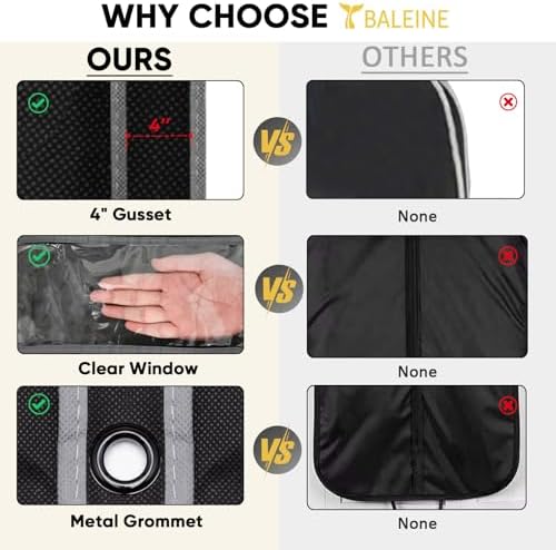 BALEINE 2PK Garment Bags for Hanging Clothes, 43" Suit Bag for Travel - Image 7