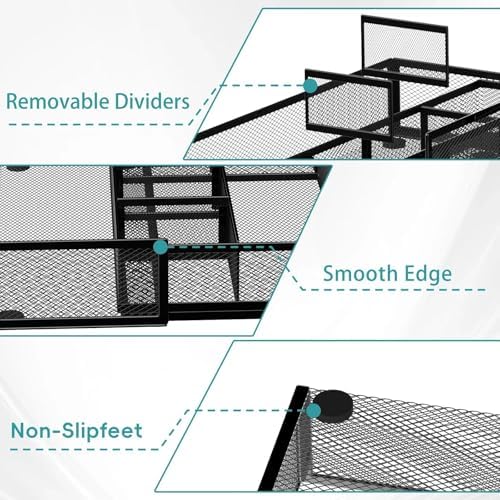 Expandable Desk Drawer Organizer, 10 Adjustable Compartments, Black - Image 6