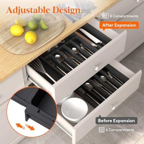 Lifewit Extra Large Silverware Drawer Organizer, Expandable Utensil Tray - Image 5
