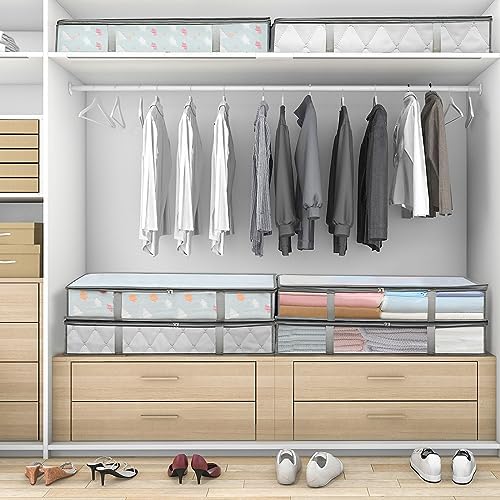 2 Pack Under Bed Storage Containers Bins, Humid-Proof Plastic Underbed Storage Bins, Clothes Storage and Organization Bags, Under the Bed Blanket Storage with Handles for Clothes, Bedroom - Image 6