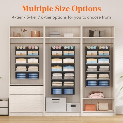 Lifewit 12 Sections Dual-Row Shelf Hanging Closet Storage Organizer, Black - Image 7
