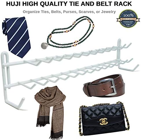 Huji Wall Mount Tie and Belt Rack Organizer, White (2 Pack) - Image 4