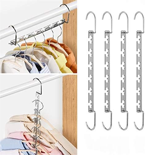 Metal Magic Hangers Space Saving Clothes Hangers Closet Space Saver Clothing Hanger Oragnizer for Wardrobe Space,Wrinkle-Free Clothes（Pack of 4） by Unknown