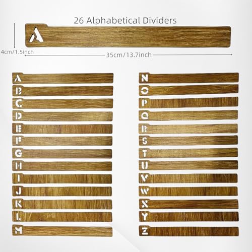 26pcs A-Z Wooden Vinyl Record Dividers, Alphabetical Organizer for Vinyl Records CDs DVDs Books, Durable Letter Separators with Rounded Edges Shelf Storage System for Media Collections - Image 3