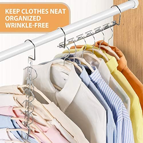 Metal Magic Hangers Space Saving Clothes Hangers Closet Space Saver Clothing Hanger Oragnizer for Wardrobe Space,Wrinkle-Free Clothes（Pack of 4） - Image 3