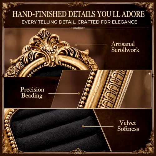 Liliaafar Vintage Ring Holder Frame Gold Black Mat Ring Wedding Display - Image 5