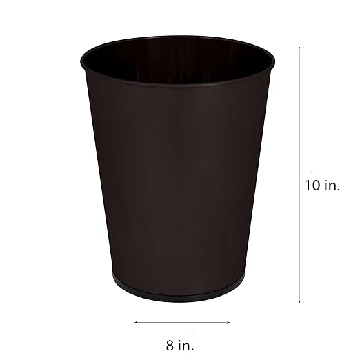 Bath Bliss 5 Liter Small Wastebasket | Round Open Top | Trash Can | Bathroom | Bedroom | Kitchen | Office | Dorm | Disposal Waste Bin | Garbage | Metal | Oil Rubbed Bronze