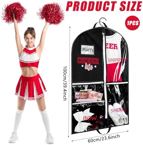 Blushtier 40" Cheer Uniform Garment Bag Cheerleading, Black,Dark Red - Image 2